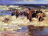 Edward Henry Potthast Canvas Paintings - Surf Bathing